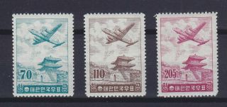 South Korea 1957,  Air Mail,  Mi 240 - 242,  Complete Set,  Mnh