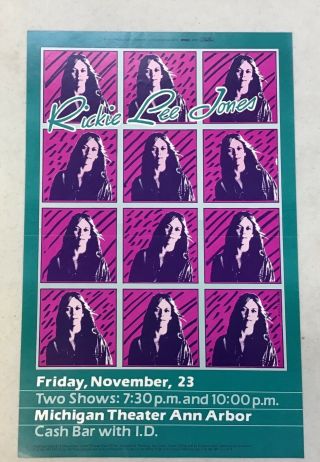 Rickie Lee Jones Concert Poster November 23,  1984 Michigan Theater Ann Arbor