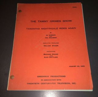 Tammy Grimes Show (8/22/66) Orig.  Tv Script " Tam.  Nightengale Rides Again ",