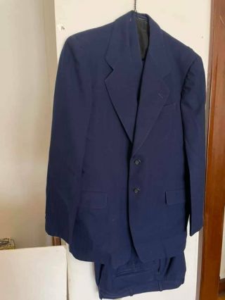 Vintage Mens Suit 3 Piece 1940s Blue Master Made Cincinnati Oh