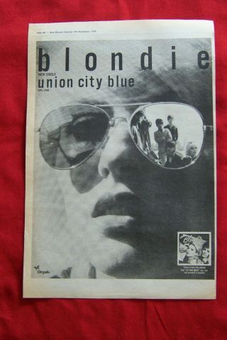 Blondie Debbie Harry 1979 Vintage Press Poster Advert Union City Blue