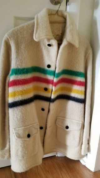 Vintage Hudson Bay Jacket 100 Wool Made In Canada 1960s