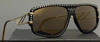 Vintage Neostyle Rotary 704 010 Bedazzled Sunglasses - Black/Gold 2