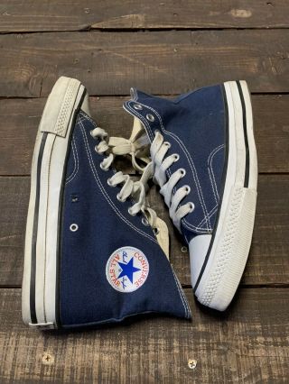 Vtg Chuck Taylor Converse All Star Usa Size 10 80s Hi Blue American Made Purcell