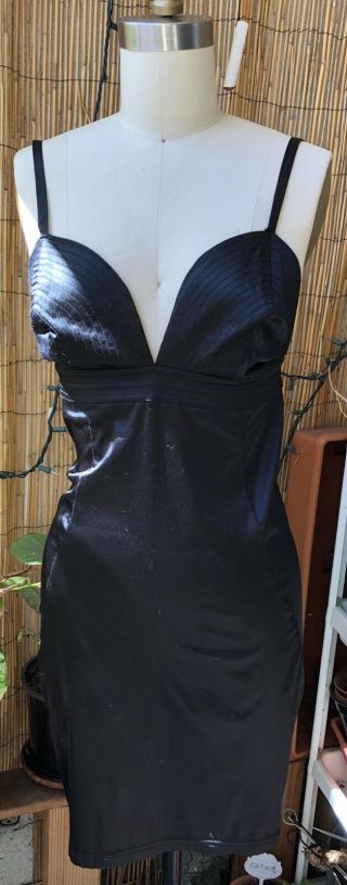 Versus Gianni Versace Black Stretch Body Con Vintage 90s Dress Sz 4 6
