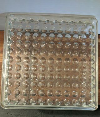 Vintage 8.  5” Square Federal Clear Glass With Dimpled Cover Refrigerator Dish
