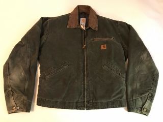 Vintage 90s Carhartt Detroit Blanket Lined Work Jacket Made Usa Size Medium