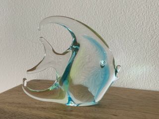 R.  H.  Macy Royal Gallery Glass Angel Fish Paperweight Made In Italy