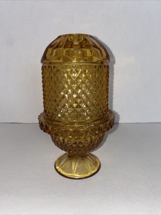 Vintage Viking Glass Amber Yellow Fairy Lamp