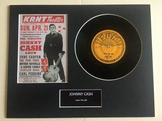 Johnny Cash 7” Vinyl Picture Display I Walk The Line Sun Label Postage
