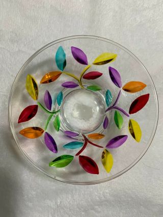 Duezeta Tree Of Life Glass 5 " Hand Painted Round Bowl