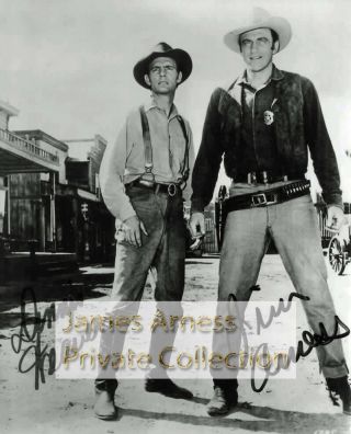 James Arness Gunsmoke Marshal Dillon With Dennis Weaver Signed Photo 050121a