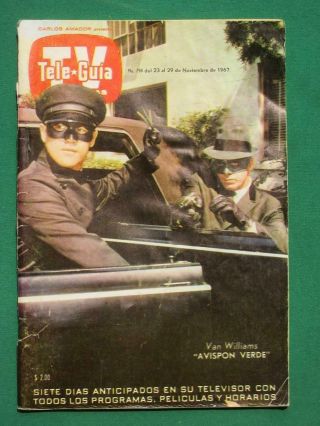 1967 Bruce Lee The Green Hornet Van Williams Cover Spanish Mexican Tv Guide