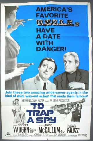 Movie Poster Folded One Sheet - To Trap A Spy - Man From Uncle - Robert Vaughn - 1966