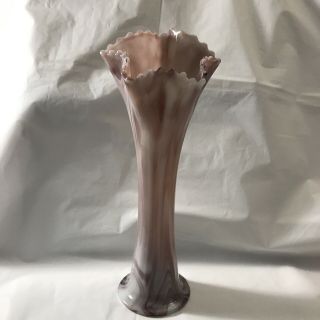 Mid Century Modern Vase Swung Art Glass Purple Slag
