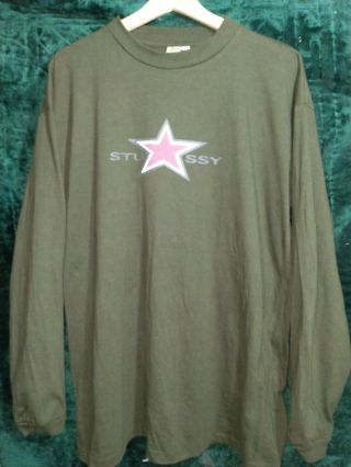 Vintage Stussy Bali 1990s Stars Longsleeves T - Shirt Rare