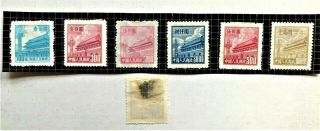 China Postage Stamps x 7 1950 - 51 Gates of Heavenly Peace various values 2