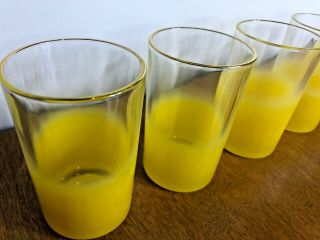 Vintage Mid Century Modern MCM Blendo juice glasses yellow frosted glass set bar 3