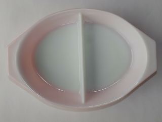 Pyrex Dish,  5 Quart Pink / White Daisy,  Oval,  1950s,  2 " Tall,  8 1/2 " X 12 1/2 "