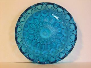 Moon And Star Glass - L.  E.  Smith 8 " Round Ashtray / Relish - Colonial Blue