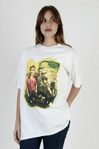 Vtg 90s Green Day Punk Rock Band 1995 Dookie Tour White Cotton Tee T Shirt XL 2