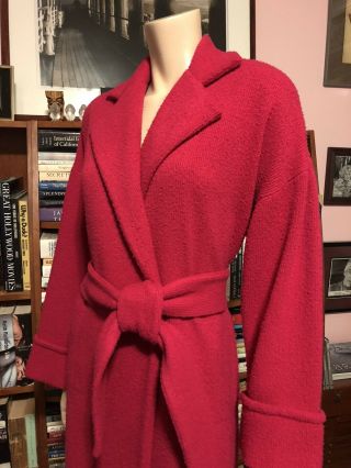 Vintage St.  John Sportswear Raspberry Wool Knit Wrap Around Long Sweater Coat