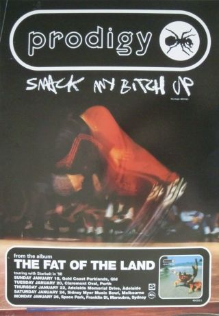 Prodigy 1998 Australian " Fat Of The Land Tour " Concert Poster - Smack My Bitch Up