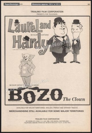 Laurel & Hardy_/_bozo The Clown_original 1979 Trade Ad / Poster_larry Harmon