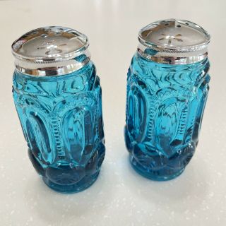Vtg.  Le Smith Moon And Star Colonial Blue Salt And Pepper Shakers Approx 4 " T
