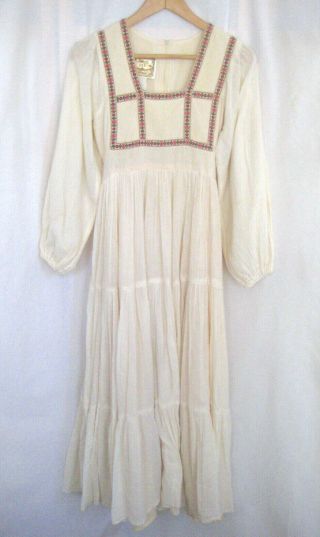 Vintage Gunne Sax By Jessica Ivory Peasant Prairie Cottagecore Cotton Dress Sz 9