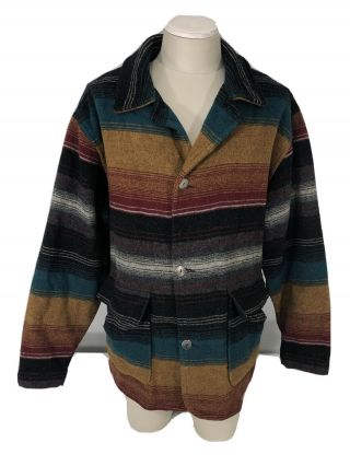 Vintage Woolrich Multi - Color Blanket Jacket Usa Made Men 