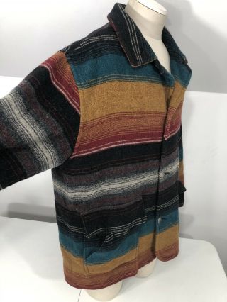 Vintage Woolrich Multi - Color Blanket Jacket USA Made Men ' s XL EUC Wool Blend 80s 3