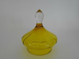 Vintage Italian Empoli Art Glass Apothecary Jar Lid Butterscotch Yellow Lid Only