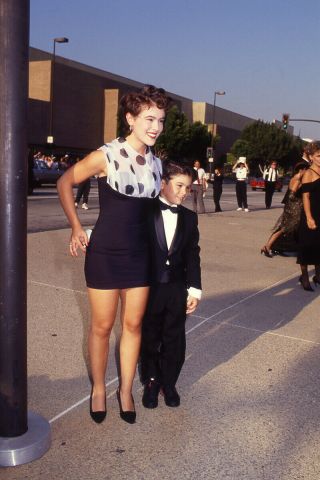 Alyssa Milano Cute Short Skirt Leggy With Brother Candid 35mm Transparency Slide