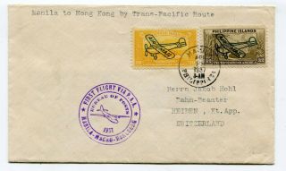 Philippines First Flight Via P.  A.  A.  Manila To Heiden Switzerland 28 - 4 - 1937