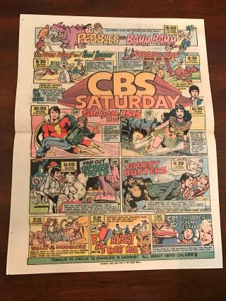 1975 Vintage 2pg Print Ad Cbs Saturday Morning Cartoons Shazam,  Fat Albert Cosby