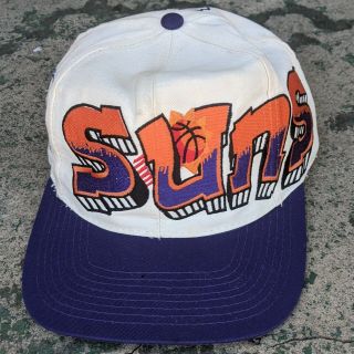 Vintage Phoenix Suns Graffiti Snapback Hat 90s NBA Drew Pearson Twill Cap 2