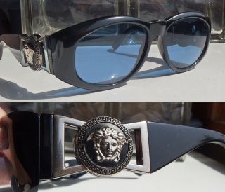 Gianni Versace Vintage Sunglass 424/s Col.  852 Black Frame & Silver Medusa Head