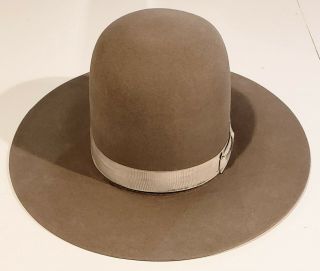 Vintage Brown Navajo Xxxxx Tall " Open Crown " Felt Hat Western Indian Rodeo 7 - 1/8