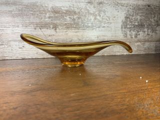 Vintage Viking Glass Amber Gold Yellow Oblong Decorative Bowl