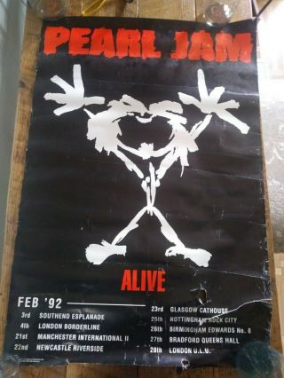 Pearl Jam 1992 Alive Concert Poster Authentic 33 X 22 Inches