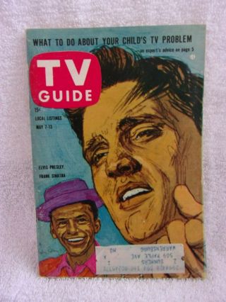 Vintage " Tv Guide " May 7 - 13 1960 Elvis Presley Frank Sinatra On Cover
