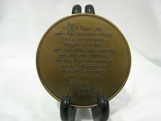 Frank Sinatra 1981 Round Bronze Medal Medallion by Caesar Rufo 3