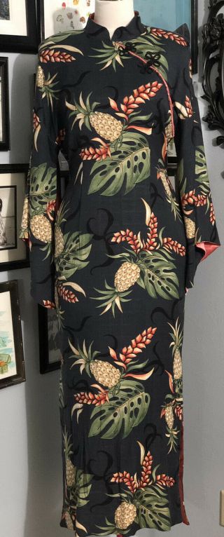 Vintage Fabric Hawaiian Dress,  Pake Muu Tiki Kimono