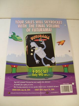 2004 FUTURAMA VOLUME 4 DVD PROMO TRADE PRINT AD Fox Marketing Turanga Leela 2