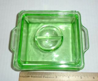 Vintage Vaseline Uranium Glass Jar Box with Lid 4.  5 