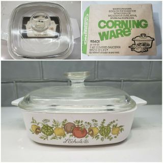Corning Ware Pyrex Spice O’ Life 95401 1 - Qt Covered Saucepan Vintage