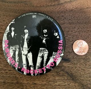 Vintage The Ramones Pinback " Rocket To Russia " Sire Promo 1977 Punk Authentic