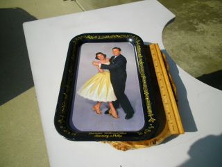 Vintage Lawrence Welk And Alice Dancing A Polka Metal Tray Bubbles & Champagne
