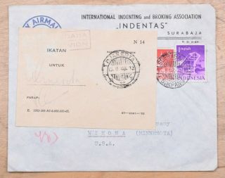 Mayfairstamps Indonesia 1952 Soerabaja To Us Airmail Cover With Postal Label Cov